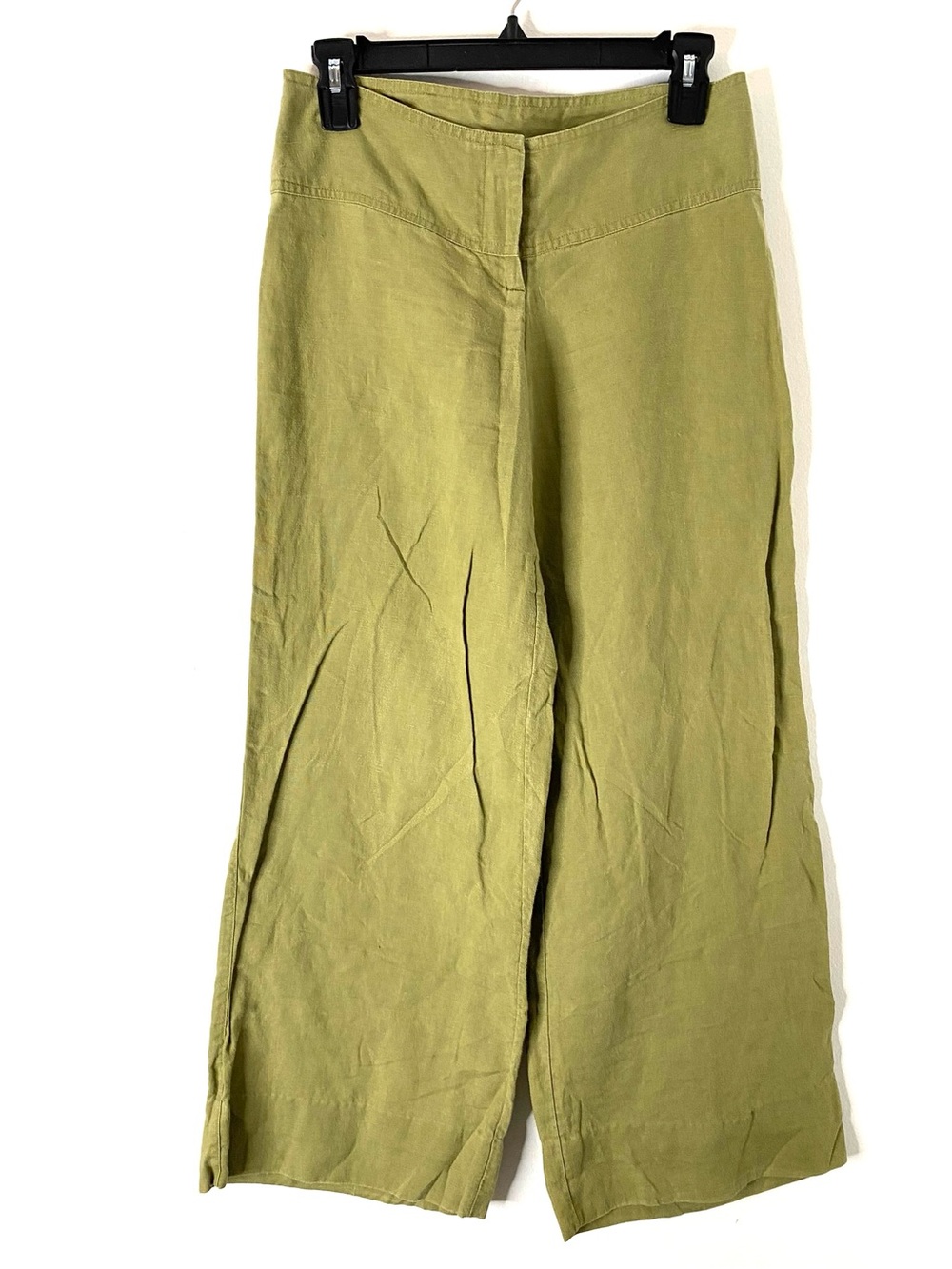 H&M 100% Linen Olive Green Wide Leg Pants